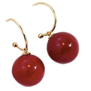 Large Round White Hoop Drop Earrings
